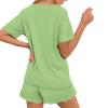 Upetstory Mushroom Cat Pajama for Womens Lounge Wear Short Sleeve T Shirt with Shorts Summer Two-Piece Pjs Sets Sleepwear Nightwear Home Clothes Holiday Jogger Party 3X view 2