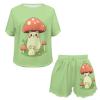 Upetstory Mushroom Cat Pajama for Womens Lounge Wear Short Sleeve T Shirt with Shorts Summer Two-Piece Pjs Sets Sleepwear Nightwear Home Clothes Holiday Jogger Party 3X view 4