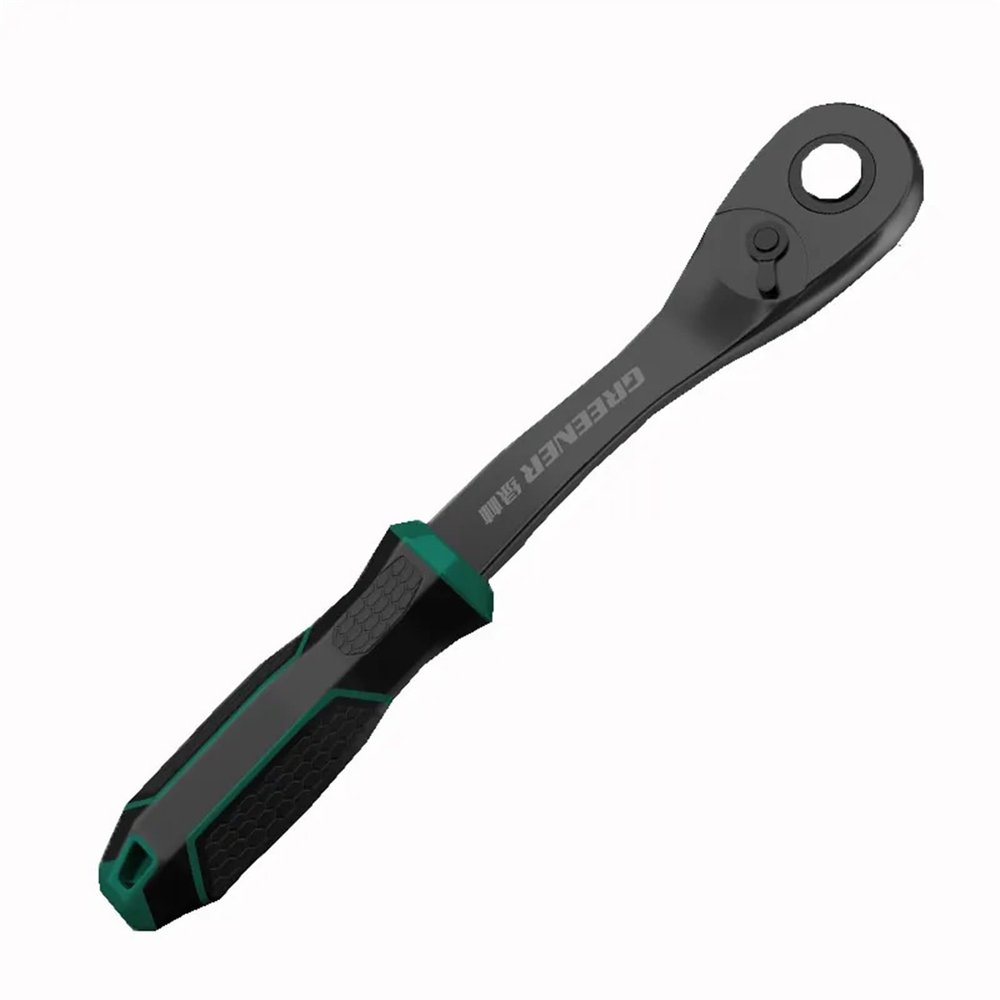 DEMCAY 1/4 Inch Ratchet Wrench 90-Toot for Jack Scissor Drive Tire Wheel Lug Spanner Handle with Adapter Portable Car Repair Hand Tool