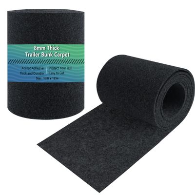 Boat Trailer Bunk Carpet,Bunk Carpets for Boat Trailers,13ft x 12in Boat Trailer Carpet,8mm Thickness Jet Ski Bunks, Boat Trailer Bunks(Black,2 Pack)