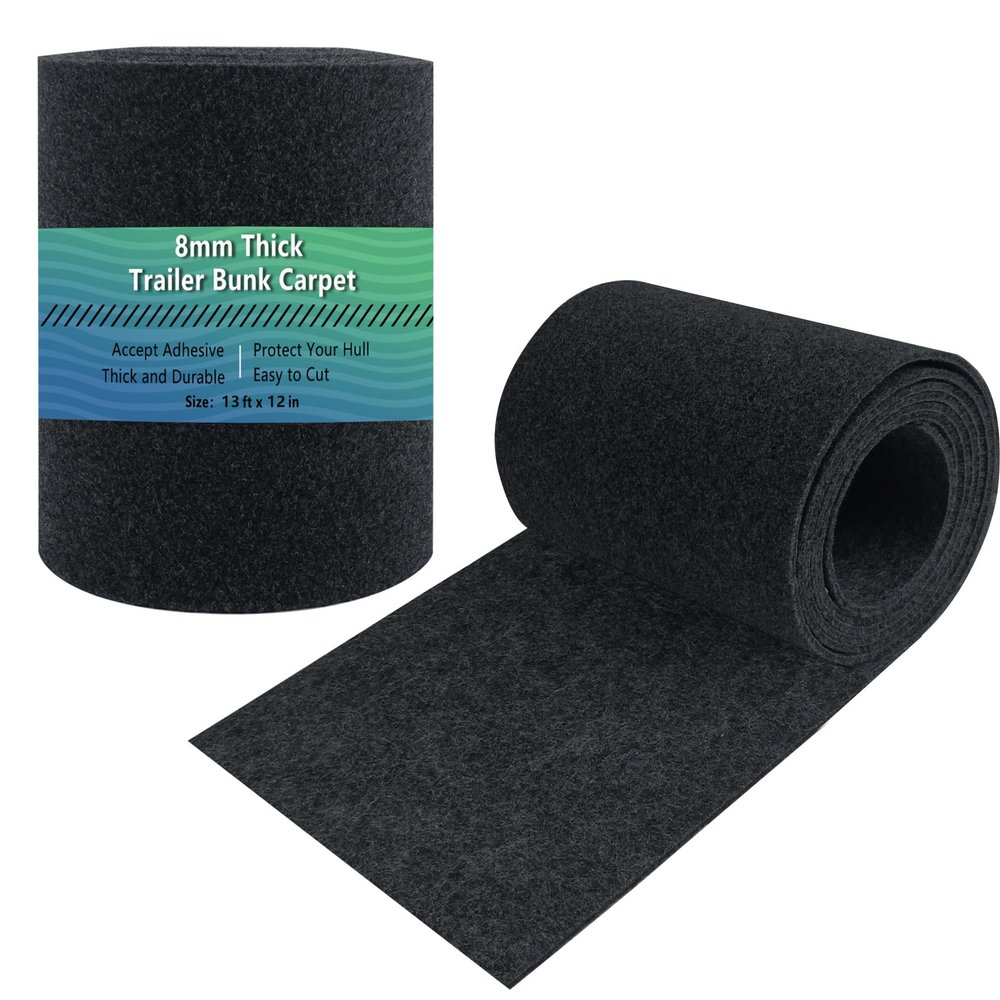 Boat Trailer Bunk Carpet,Bunk Carpets for Boat Trailers,13ft x 12in Boat Trailer Carpet,8mm Thickness Jet Ski Bunks, Boat Trailer Bunks(Black,2 Pack)