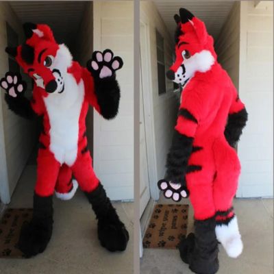 PROPSCOS Red Fur Fox Dog Wolf Mascot Costume Animal Cartoon Character Outfit (XL)