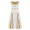Sinleey Women's Color Block Praise Dance Dress Sleeveless Lyrical Dance Costume Worship Liturgical Dancewear White Large view 1