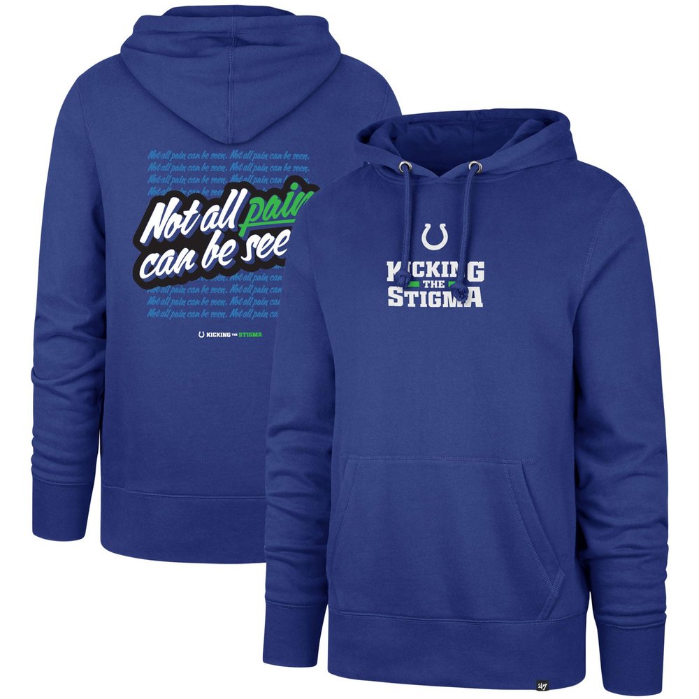 47 Men's Royal Indianapolis Colts Not All Pain Can Be Seen-Kicking the Stigma Pullover Hoodie