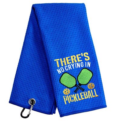 Aikiprety Funny Golf Towel Embroidered Golf Towels for Golf Bags with Clip, Golf Gifts for Men Women, Golf Towel Accessories Christmas Birthday Gift for Grandpa Father Fan, Pickleball Blue