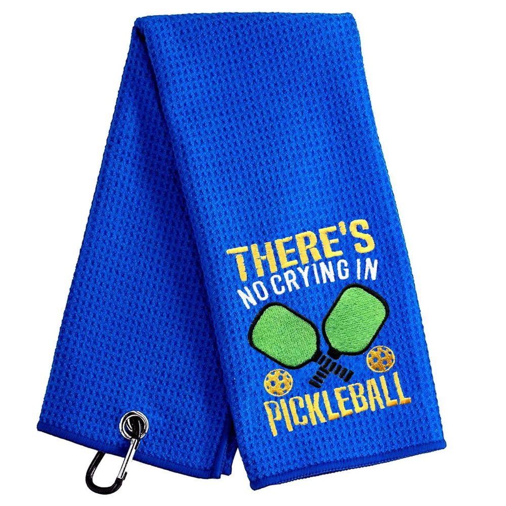 Aikiprety Funny Golf Towel Embroidered Golf Towels for Golf Bags with Clip, Golf Gifts for Men Women, Golf Towel Accessories Christmas Birthday Gift for Grandpa Father Fan, Pickleball Blue