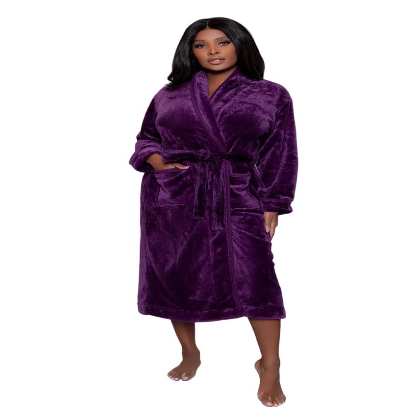 Be Wicked Womens Helena Full-Length Plush Robe, S-M, Purple