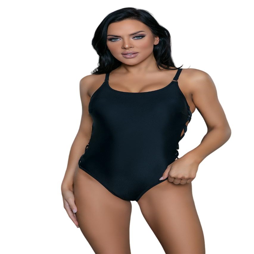 Be Wicked Womens Irina One-Piece Swimsuit, L, Black