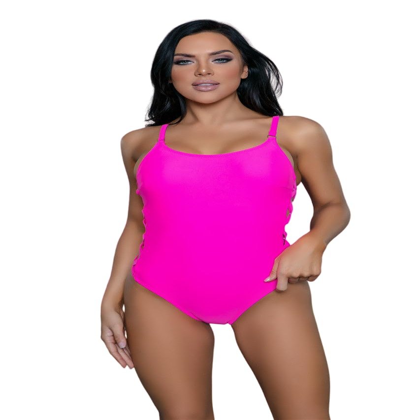 Be Wicked Womens Irina One-Piece Swimsuit, S, Hot Pink