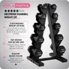 HolaHatha Neoprene Dumbbell Weights Set with Rack, Home Gym Equipment, 56 Lbs, Black - Portable Weighted Exercise Dumbbells for Fitness, Training, and Lifting Workouts view 2