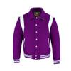 KU CLOTHING Men's Premium Varsity Leather/wool Jacket Collared Made in USA Purple White (US, Alpha, Large, Regular, Regular, Purple) view 1