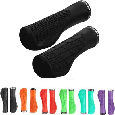 CROSSSELL Ergonomic Bike Grips - Handlebar Grips for Mountain Bikes, Non-Slip Lock-On Grips, (Black)