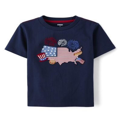 Gymboree,Boys,and Toddler Embroidered Graphic Short Sleeve T-Shirts American Flag