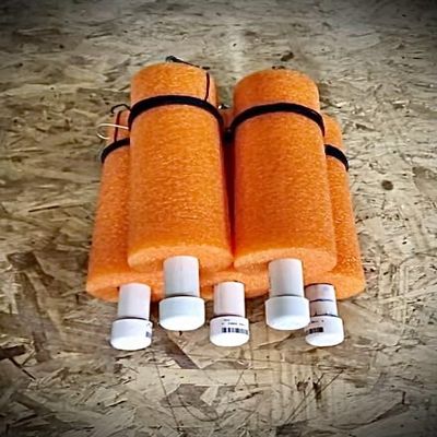 Dougs Fishing Jugs with Nylon Lines and Hooks for Catfish and Other Fish Set of 5, Heavy-Duty and Reusable Jumbo Noodles with PVC, Easy to Spot Colors (Orange, 20 ft)