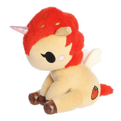 Aurora Enchanting Tokidoki Delicious Unicorno Strawberry Stuffed Animal - Bright & Colorful Design - Showpiece Plush - Orange 8.5 Inches