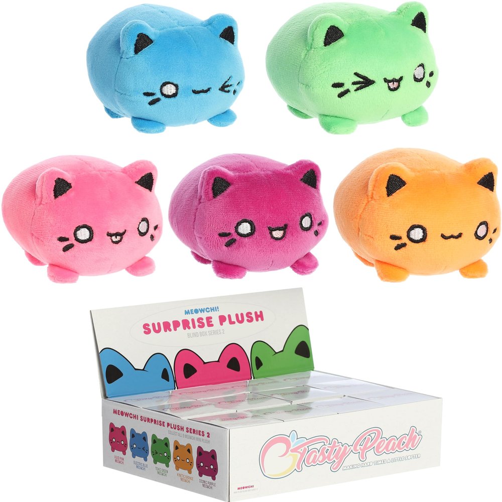Aurora Enchanting Tasty Peach Meowchi Surprise Plush Stuffed Animal - Bright & Colorful Design - Showpiece Plush - Multicolor 3.5 Inches - Blind Box