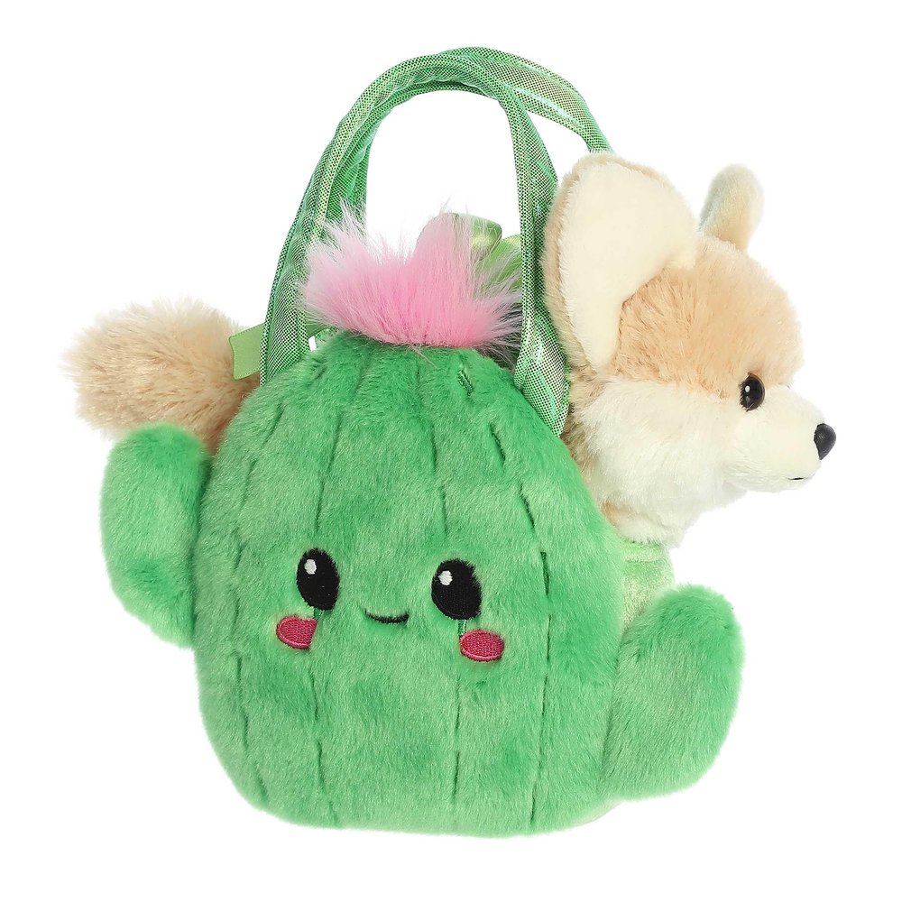 Aurora Fashionable Fancy Pals Smiling Cactus Fox Stuffed Animal - On-The-go Companions - Stylish Accessories - Brown 7 Inches