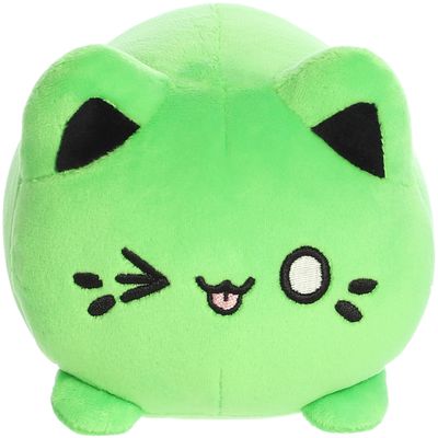 Aurora Enchanting Tasty Peach Toxic Green Meowchi Stuffed Animal - Bright & Colorful Design for Room Decor - Perfect for Adults, Kids, and Birthdays - 7 Inches