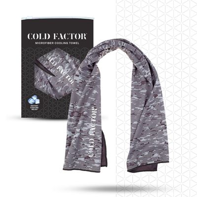 COLD FACTOR Instant Cooling Towel - Sports Cooling Towel with UPF 50+ and Reflective Protection - Moisture Wicking, Chemical-Free Evaporative Cooling for Hot Weather, Runners & Athlete (Camo, 1 Pack)