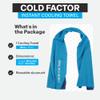 COLD FACTOR Instant Cooling Towel - Sports Cooling Towel with UPF 50+ and Reflective Protection - Moisture Wicking, Chemical-Free Evaporative Cooling for Hot Weather, Runners & Athlete (Blue, 1 Pack) view 2