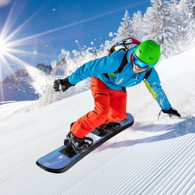 Talent Star Single Ride Snowboard, Winter Fun Bi-directionality Plastic Snowboard with Ultra-Smooth Bottom and Ratchet Bindings Ski Snowboard for Kids Blue