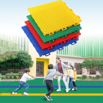 ZJKXJH 25CM Modular Floor Tiles Kindergarten, Outdoor Basketball Badminton Court Weatherproof Splicing Color Sports Mat, Garage Interlocking Drainage Tile (Color : Yellow, Size : 10 Pack)