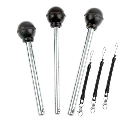 3Pack 3/8" Dia Round Black KNOB Weight Stack Pin Stainless Gym Equipment Locking Weight Loading Pin Strength Training Multifunction Replacement Part Free Lanyard (3Pack, 3/8in x 2-1/2in)