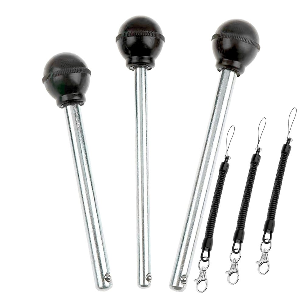 3Pack 3/8" Dia Round Black KNOB Weight Stack Pin Stainless Gym Equipment Locking Weight Loading Pin Strength Training Multifunction Replacement Part Free Lanyard (3Pack, 3/8in x 2-1/2in)