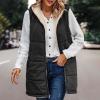 Uillui Reversible Winter Vests Womens Hooded Long Puffer Vest Sleeveless Quilted Zipper Jacket Winter Warm Padded Gilet Coat view 2