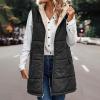 Uillui Reversible Winter Vests Womens Hooded Long Puffer Vest Sleeveless Quilted Zipper Jacket Winter Warm Padded Gilet Coat view 3