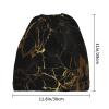 Mens Womens Winter Beanie Hat Scarf Set Warm Knit Thick Fleece Lined Cap Neck Warmer,Black Gold Marble Print view 3