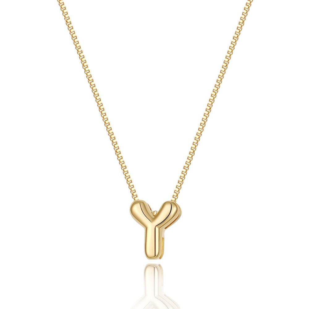 Lisitine Bubble Initial Necklaces Dainty Letter Necklace Cute Name Choker Necklaces for Women Trendy Personalized Pendant Jewelry Gift for Women