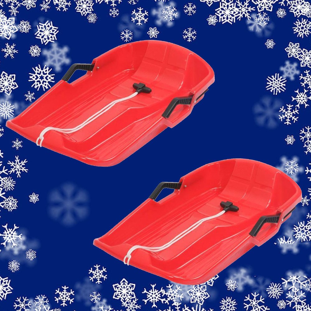 Children's Two-Seater Sledges, Two-Person Winter Sledges, Padded Wear-Resistant Sledges, Sledges with Brakes and Drawstrings