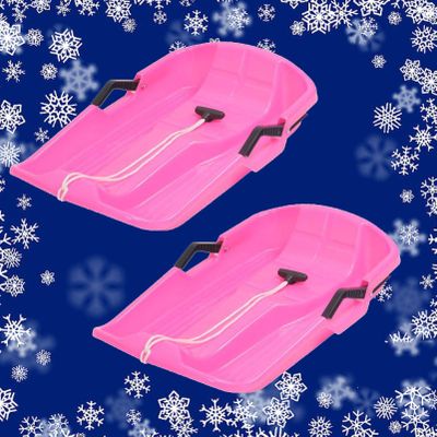Children's Two-Seater Sledges, Two-Person Winter Sledges, Padded Wear-Resistant Sledges, Sledges with Brakes and Drawstrings