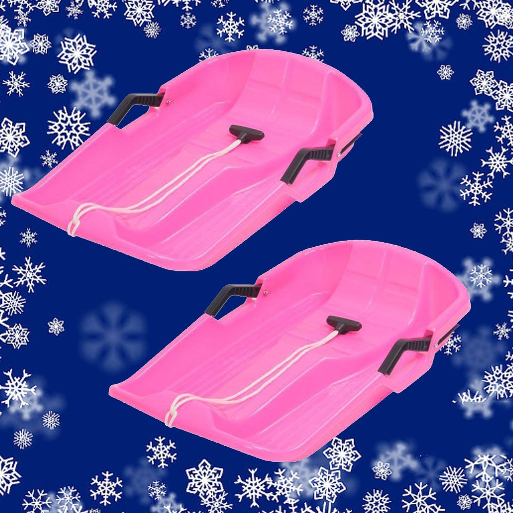 Children's Two-Seater Sledges, Two-Person Winter Sledges, Padded Wear-Resistant Sledges, Sledges with Brakes and Drawstrings