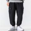 Tie Pants Trend Youth Casual Men's Warm Plus Velvet Overalls Pants Feet Men's Pants Jean Pants (Black, L) view 2