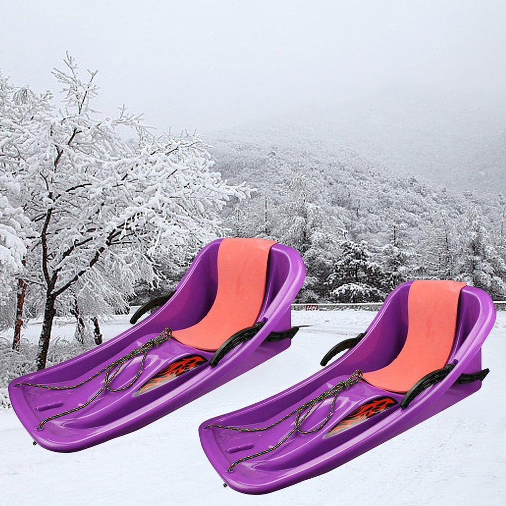 Double-Handled Children's Sledge, Two-Person Winter Sledge, Thickened Sledge, Sledge with Pull Rope, Frost-Resistant and Wear-Resistant Sledge