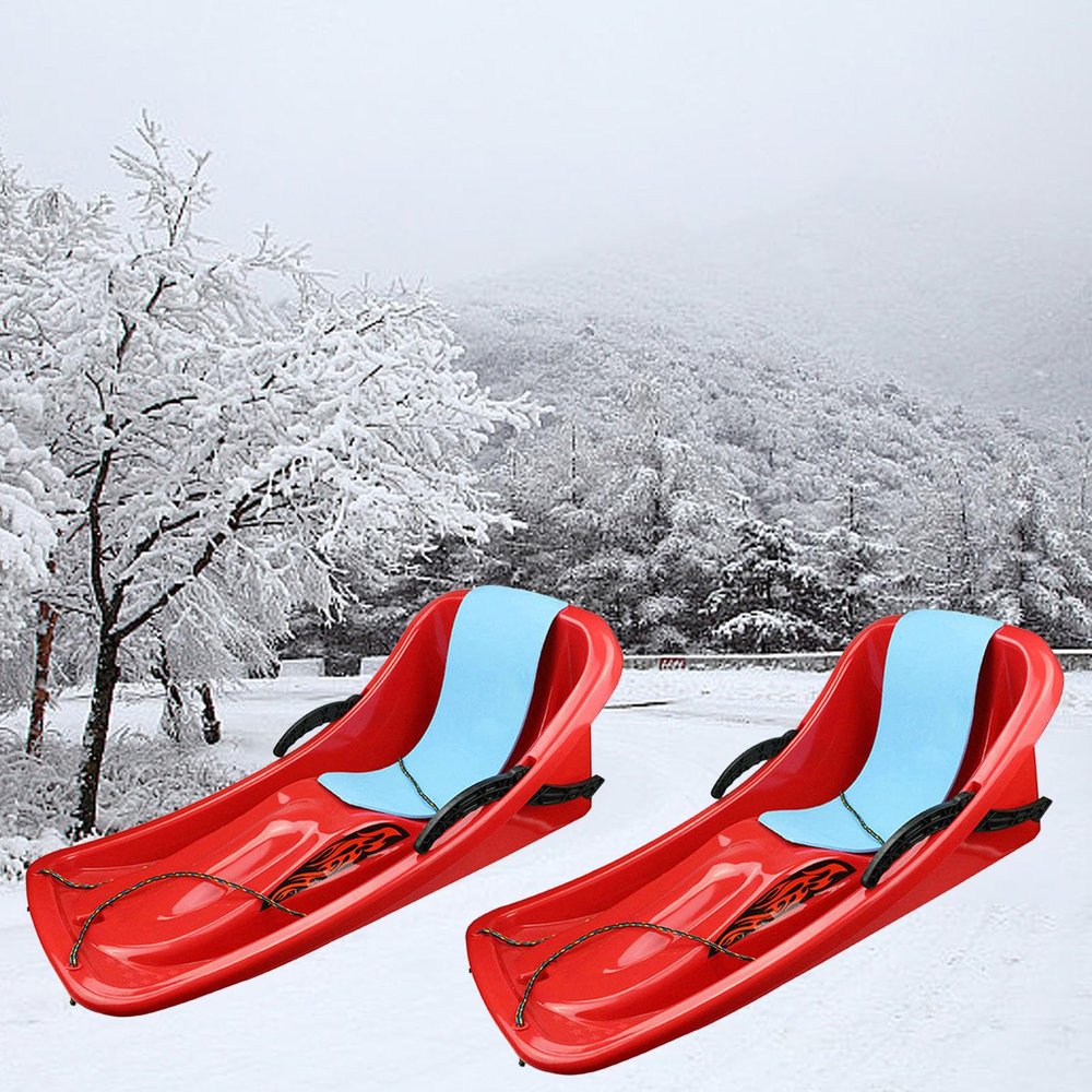 Double-Handled Children's Sledge, Two-Person Winter Sledge, Thickened Sledge, Sledge with Pull Rope, Frost-Resistant and Wear-Resistant Sledge