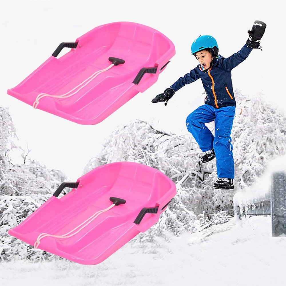 Children's Sledges, Thickened Winter Sledges, Sledges with Brakes and Pull Ropes, Hard-Wearing Winter Sledges, Plastic Sledges