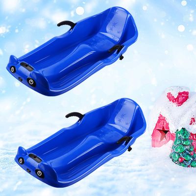 Children's Double Sledge, Winter Two-Seater Sledge, Thick Wear Sledge, Sledge with Backrest, Plastic Sledge, Double Armrest Brake Sledge