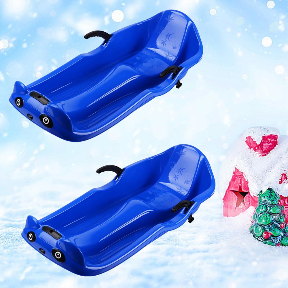 Children's Double Sledge, Winter Two-Seater Sledge, Thick Wear Sledge, Sledge with Backrest, Plastic Sledge, Double Armrest Brake Sledge