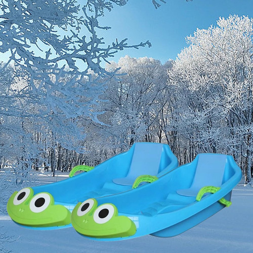High Back Double Sled, Children's Sled, Wear-Resistant Sled, Thickened Plastic Sled, Winter Sledge