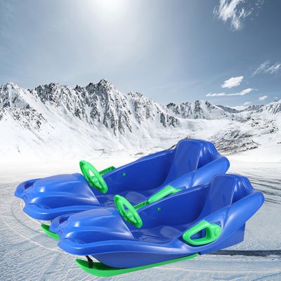 Children's Winter Sledges, Frost-Resistant Wear-Resistant Two-Man Sledges, Sledges with Backrests, Plastic Sledges, Sledges with Pull Ropes
