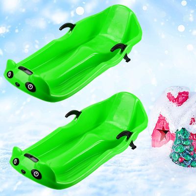 Children's Double Sledge, Winter Two-Seater Sledge, Thick Wear Sledge, Sledge with Backrest, Plastic Sledge, Double Armrest Brake Sledge