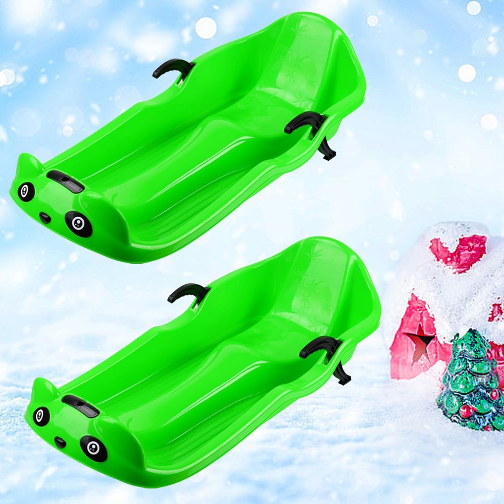 Children's Double Sledge, Winter Two-Seater Sledge, Thick Wear Sledge, Sledge with Backrest, Plastic Sledge, Double Armrest Brake Sledge