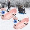 Children's Cartoon Bear Sled, Winter Wear-Resistant Sled, Big Backrest Sled with Wheels, Plastic Sled, Thickened Sled view 1
