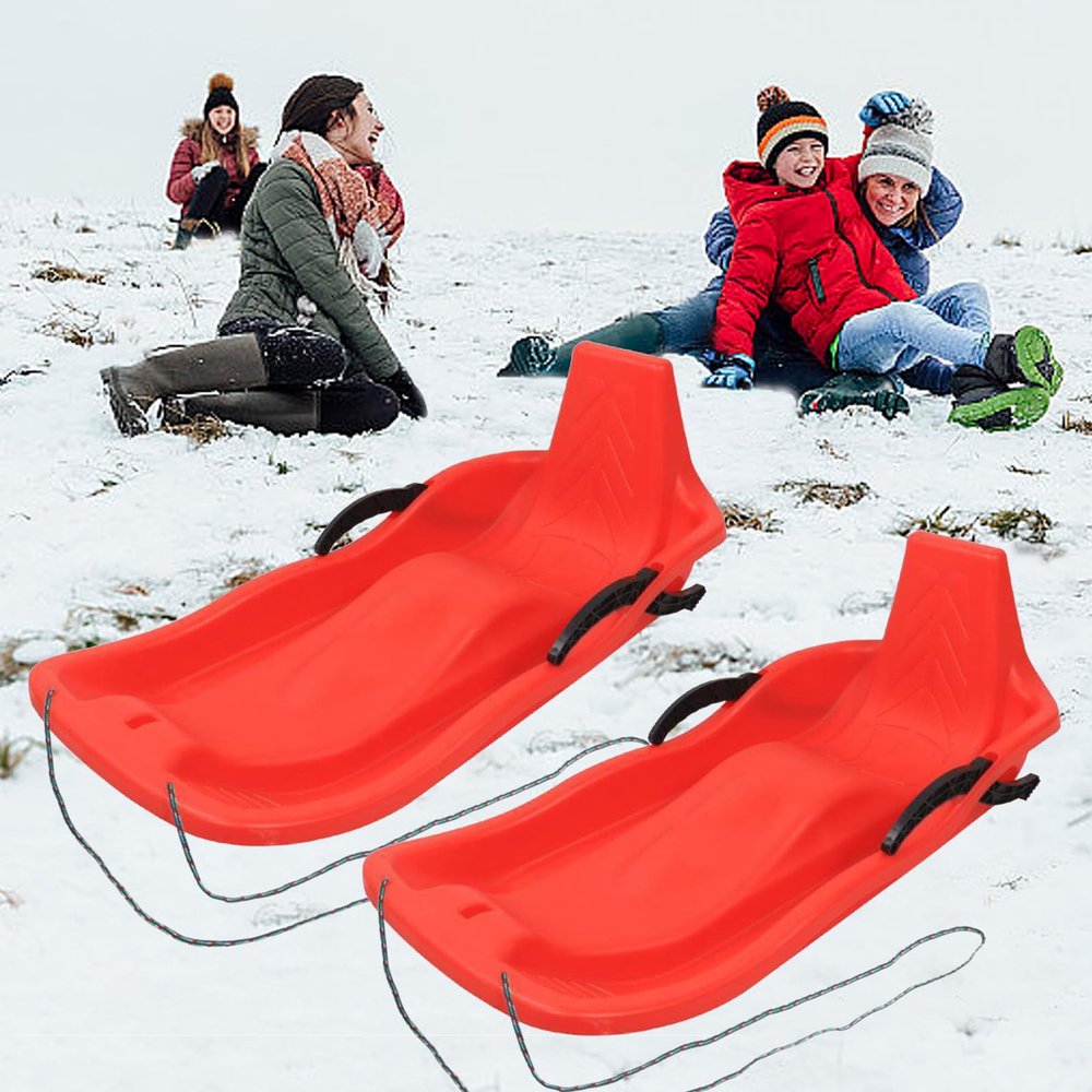 Children's Sledges, Frost and Abrasion Resistant Sledges, Winter Tandem Sledges, Sledges with Pull Ropes, Plastic High Back Sledges