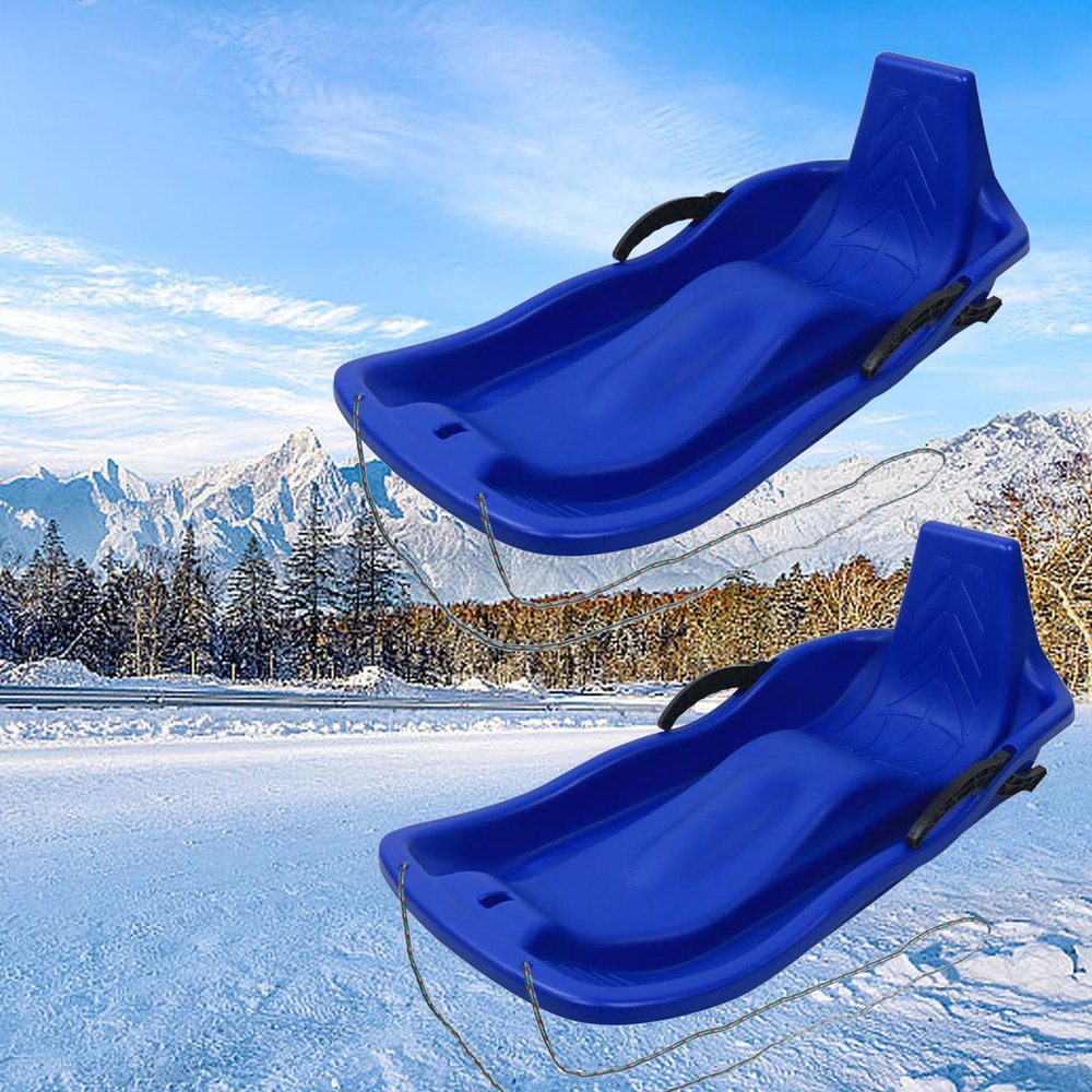 Winter Tandem Sledges, Children's Padded and Hard-Wearing Sledges, Plastic High Back Sledges, Sledges with Brakes and Pull Ropes