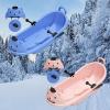 Winter Sled, Frost-Resistant Sled, Plastic Sled, Thickened Sled, Children's Cartoon Bear Sled, Sled with Wheels and Big Backrests view 1