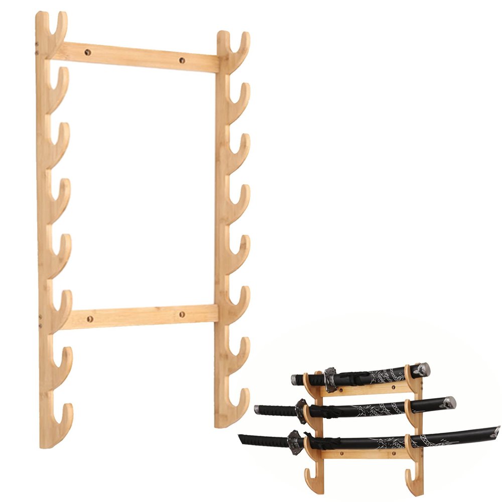 Katana Sword Stand Wall Mount | Multilayer Floor Standing Sword Stand Swords Rack, Sword Display Holder Vertical Sword Hanger, Martial Arts Sword Stand 8 Tier Wall Mounted (1-13 Floors)